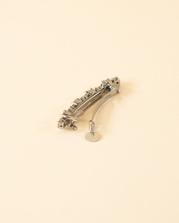 EVA - clip lunga per capelli con chiusura a scatto, base argento e cristalli crystal